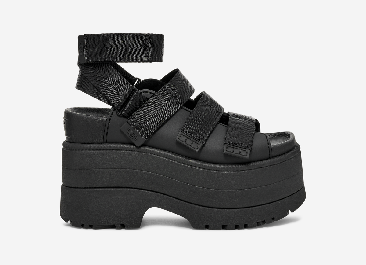 UGG GoldenRise Platform Sandals Black (Women's) | 1167431-BLK