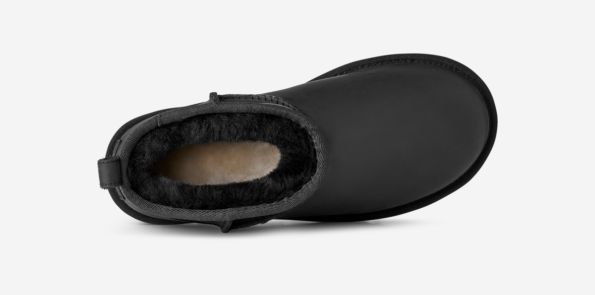 UGG Classic Ultra Mini Leather Boot Black (Women's) | 1174210-BLK