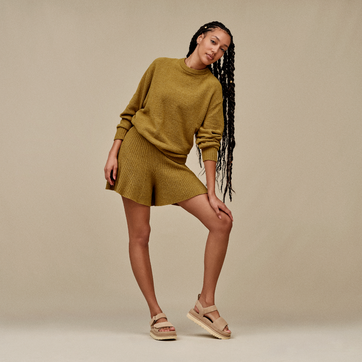 UGG Goldenstar Platform Sandal Sand (Women's) | 1136783-SAN