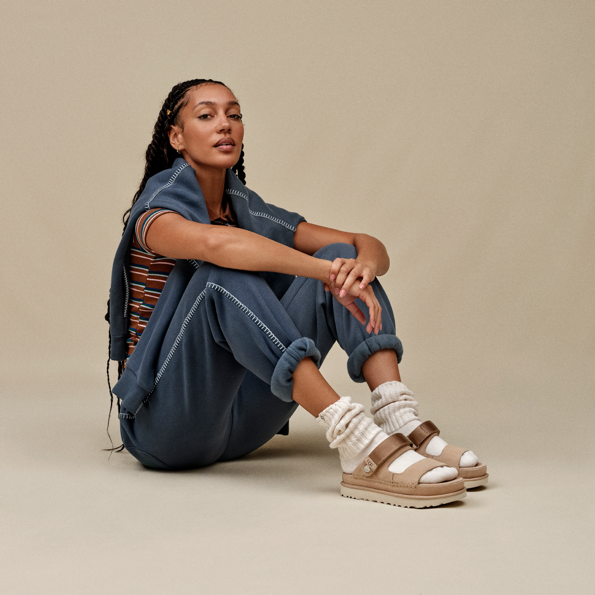 UGG Goldenstar Glide Sandal Sand (Women's) | 1167399-SAN