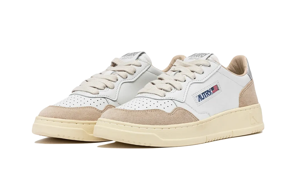 AUTRY Medalist Low Leather White Silver Beige