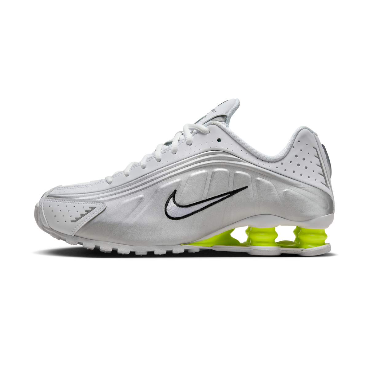 Nike Shox R4 White Metallic Silver Volt (Women's) | AR3565-102