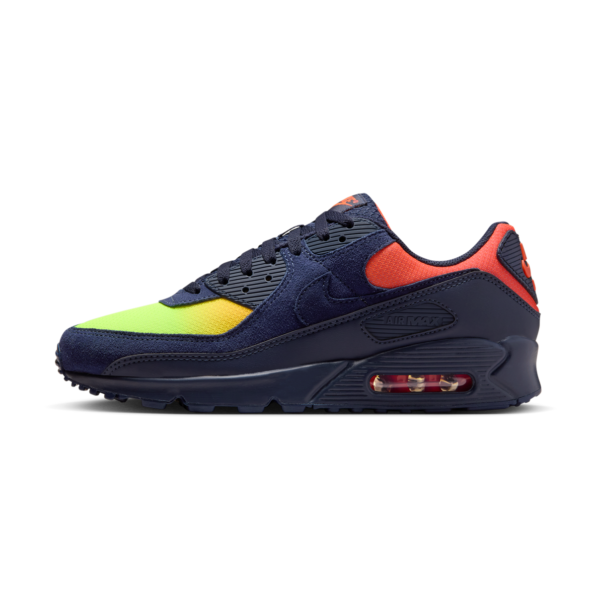 Nike Air Max 90 Blackened Blue Lemon Venom Hyper Crimson Gradient