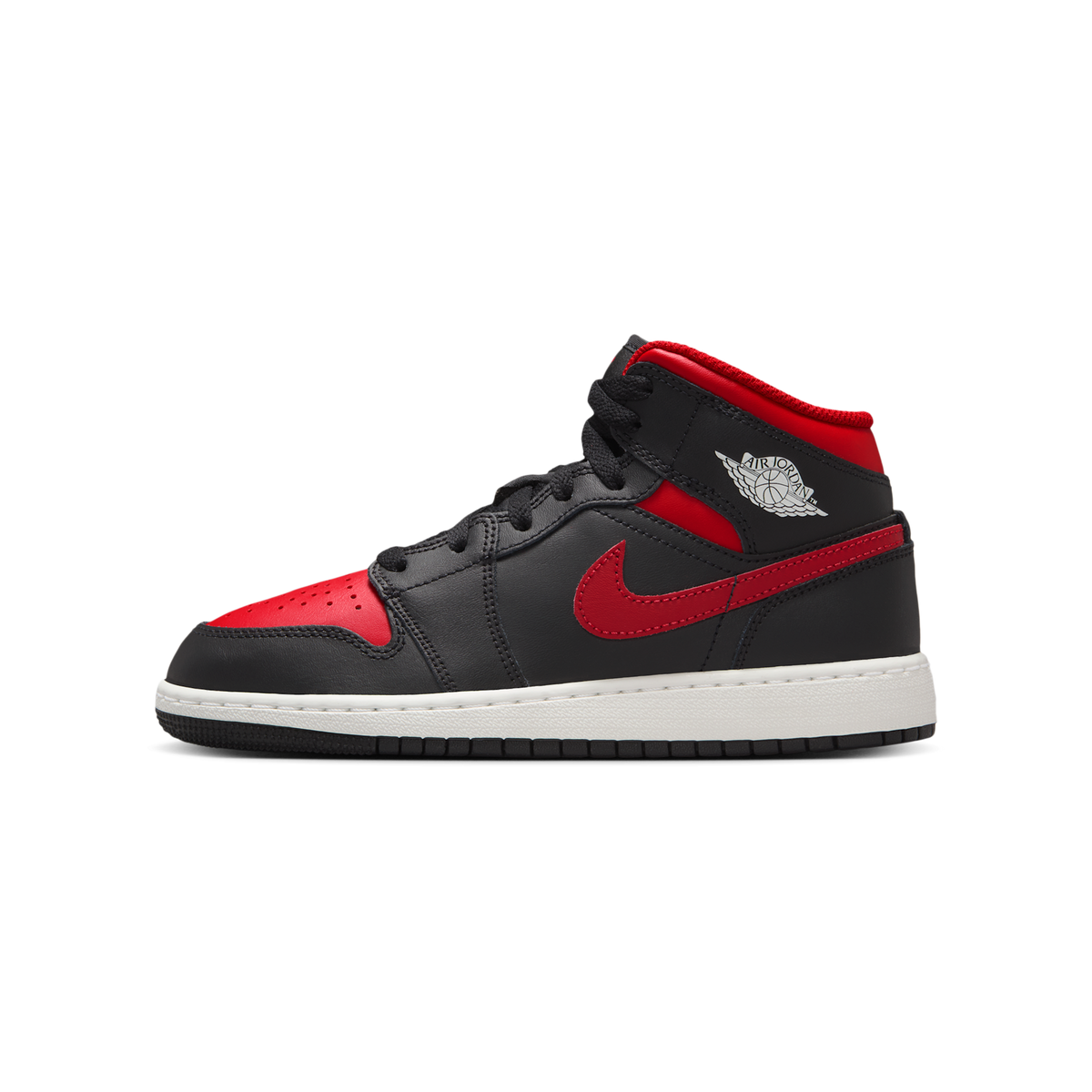 Jordan 1 Mid Black Summit White Varsity Red (GS)