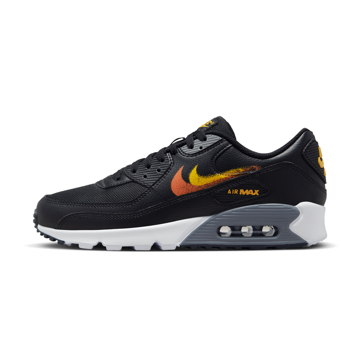 Nike Air Max 90 Spray Paint Swoosh Black University Gold