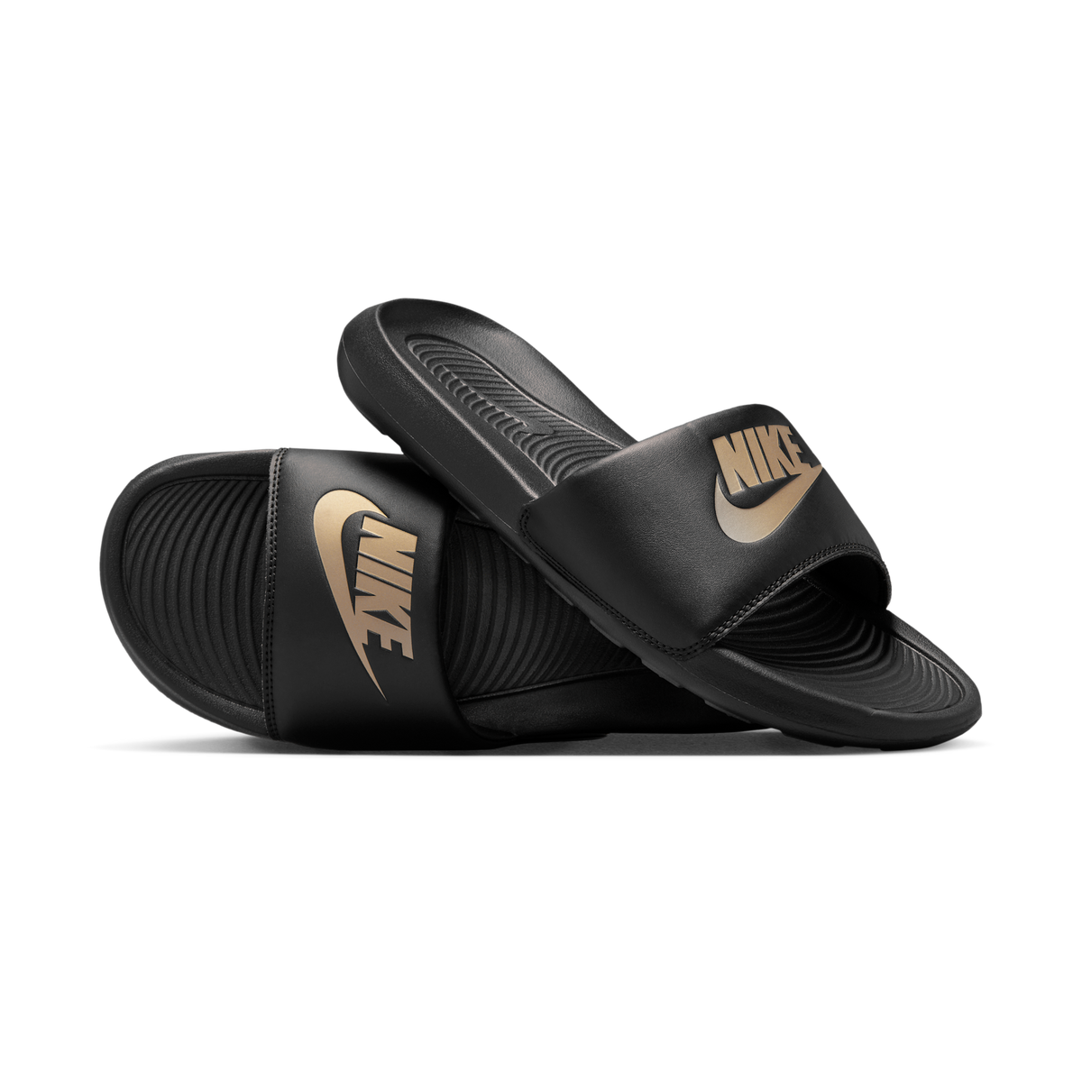 Nike Victori One Slide Black Metallic Gold | CN9675-006