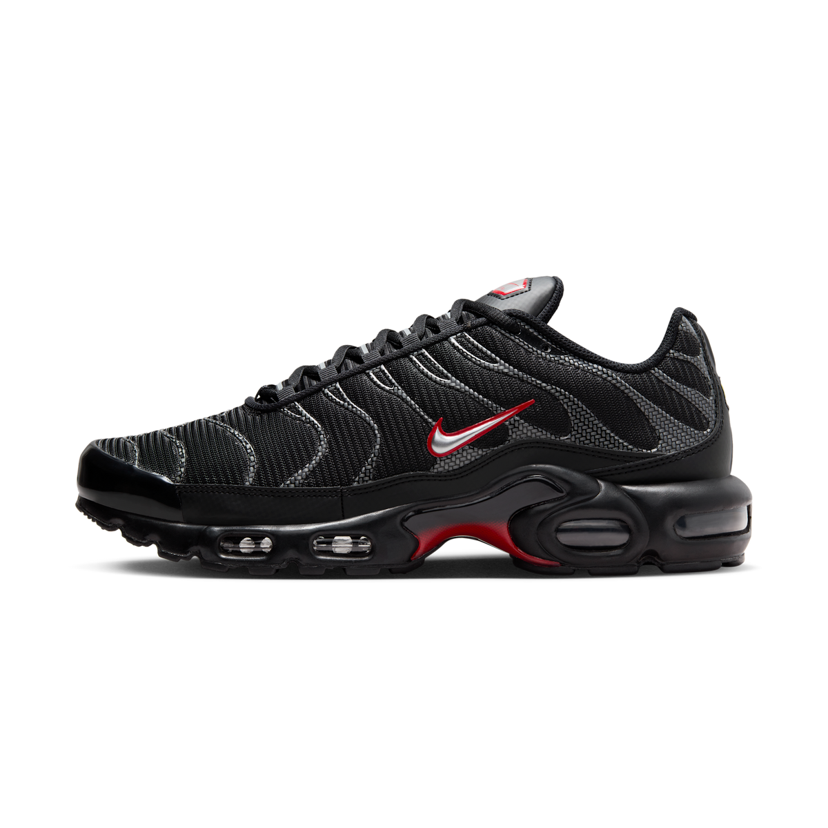 Nike Air Max Plus Black University Red Metallic Silver