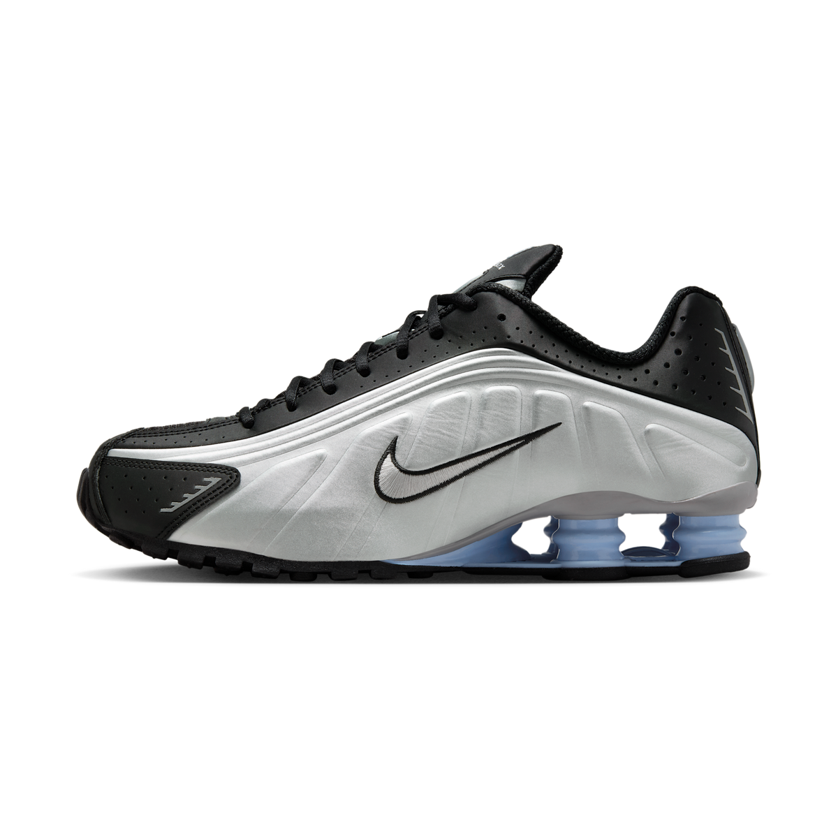 Nike Shox R4 Metallic Silver Black Psychic Blue