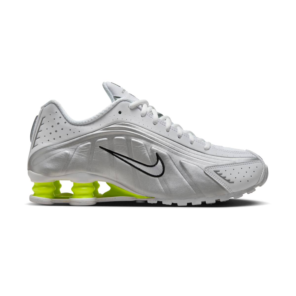 Nike Shox R4 White Metallic Silver Volt (Women's) | AR3565-102