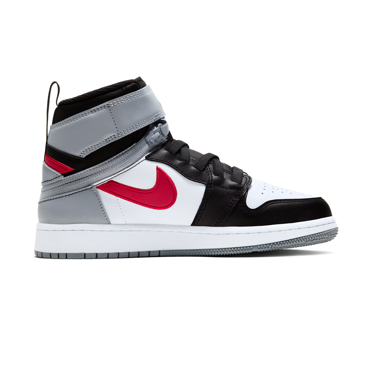 Jordan 1 High FlyEase Black Particle Grey Gym Red (GS)