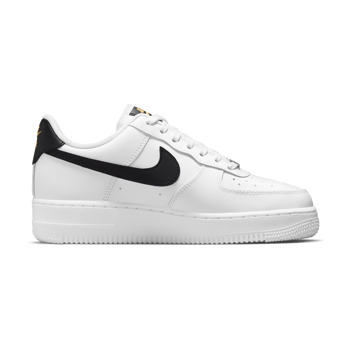 Nike Air Force 1 Low '07 Essential White Black Gold Mini Swoosh (Women's)