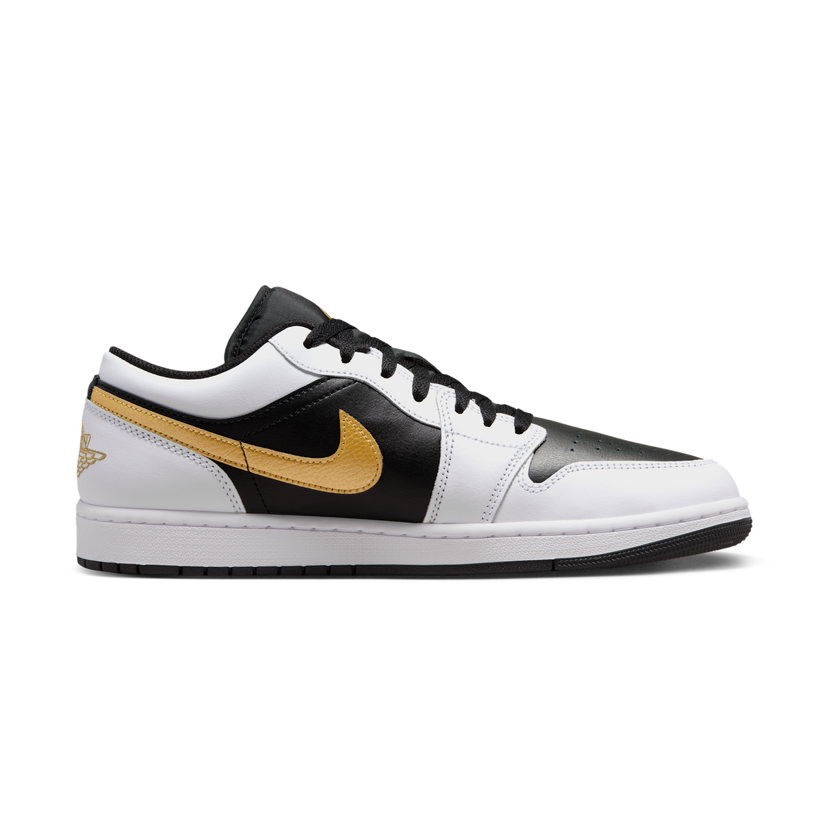 Jordan 1 Low White Black Metallic Gold Swoosh