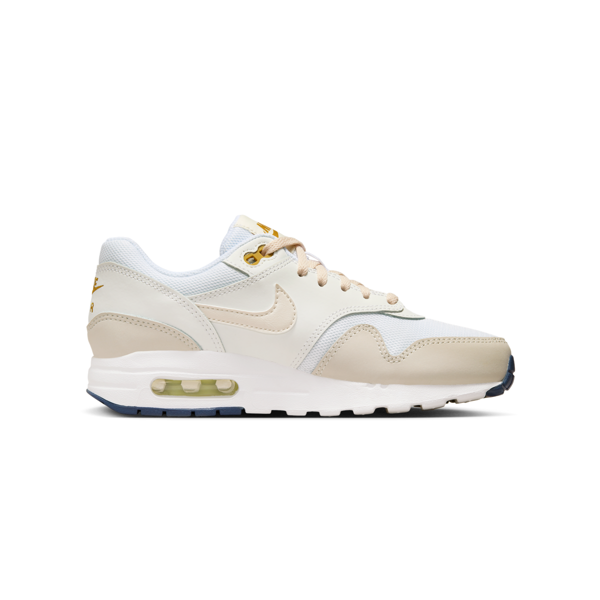 Nike Air Max 1 White Bronzine Barely Volt Light Orewood Brown (GS)