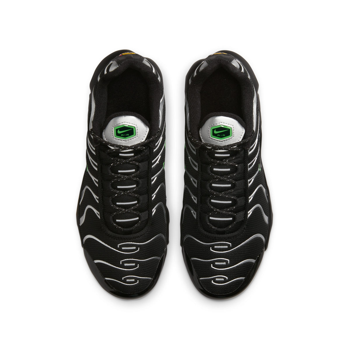 Nike Air Max Plus Black Green Strike Metallic Silver (GS)