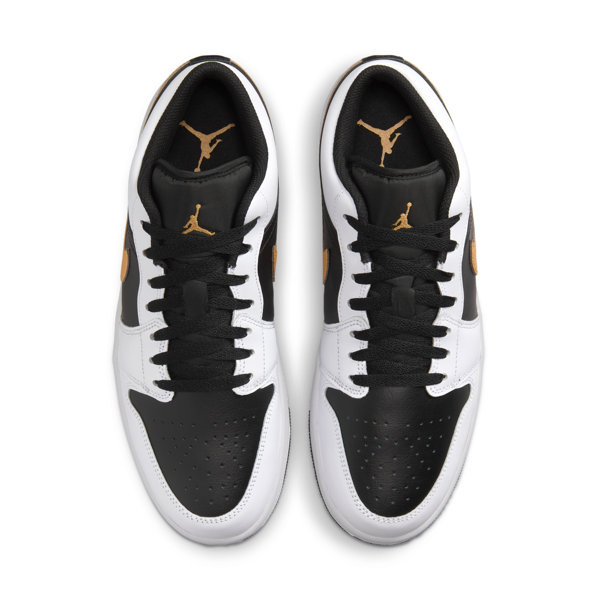 Jordan 1 Low White Black Metallic Gold Swoosh