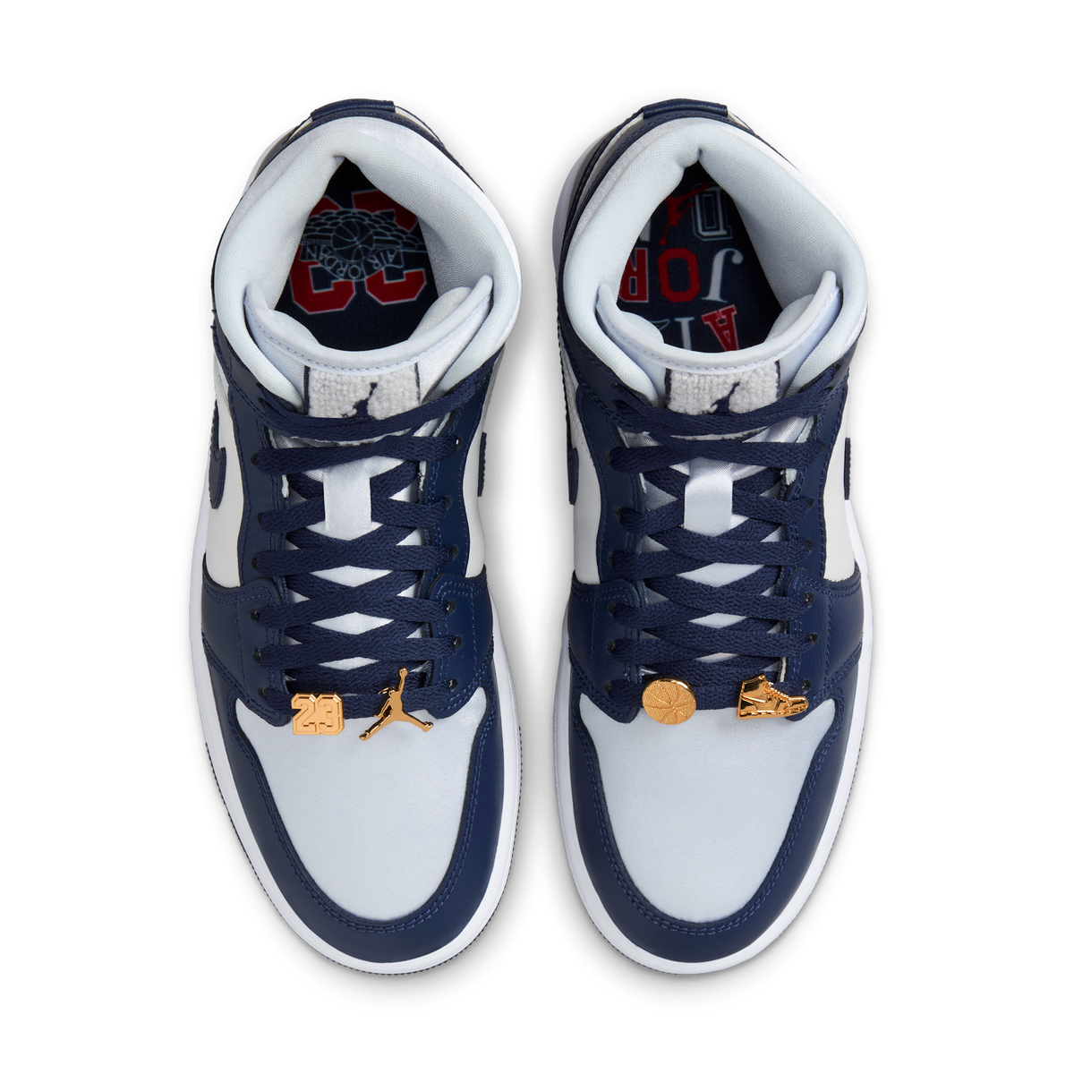 Jordan 1 Mid Football Grey White Midnight Navy (Women's)