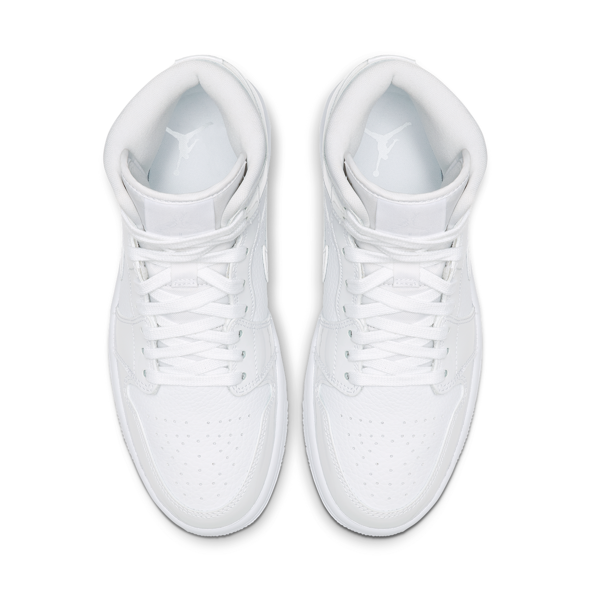Jordan 1 Mid Triple White Patent Swoosh (Women's)