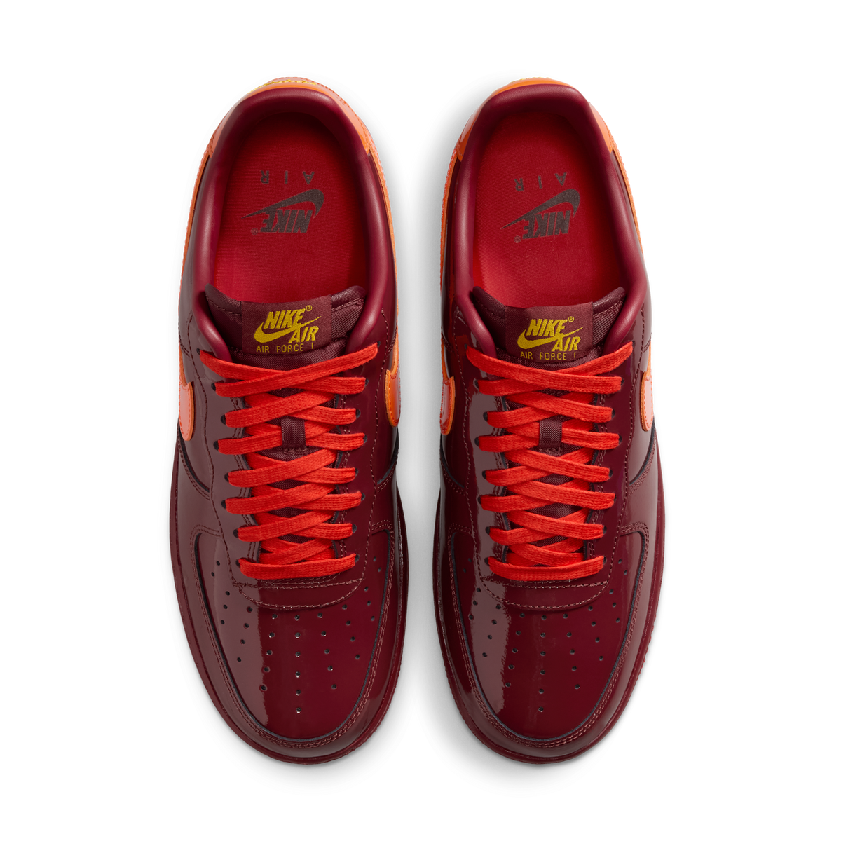 Nike Air Force 1 Low Patent Leather Dark Team Red Safety Orange
