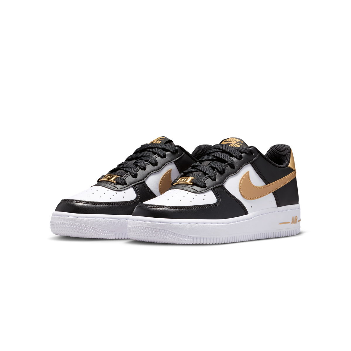 Nike Air Force 1 Low Black White Metallic Gold (GS)