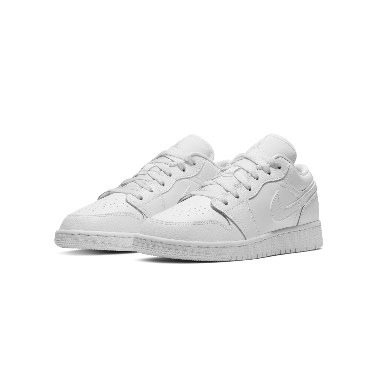 Jordan 1 Low Triple White Tumbled Leather (GS)