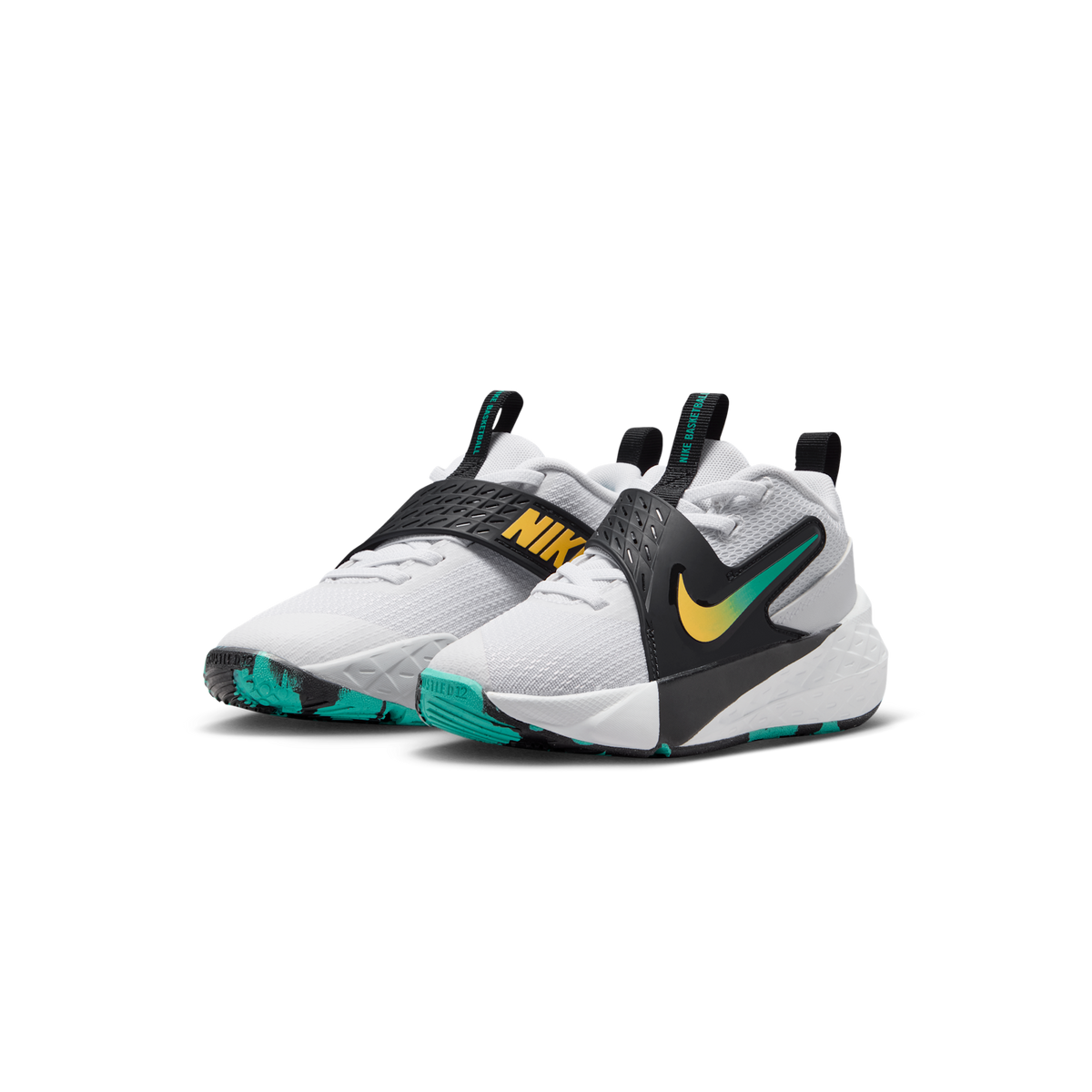 Nike Team Hustle D 12 White Black Emerald Topaz Gold (PS)