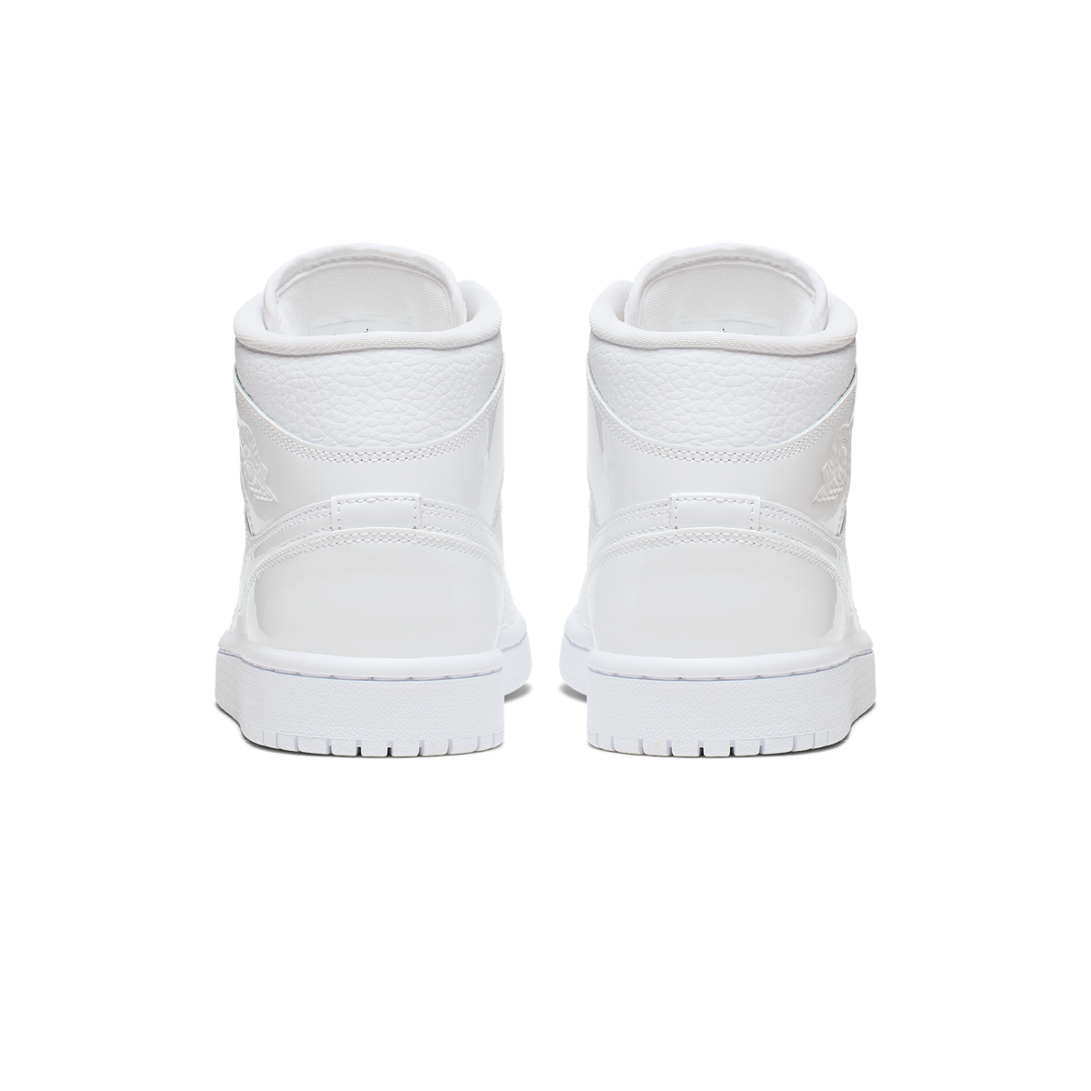 Jordan 1 Mid Triple White Patent Swoosh (Women's)