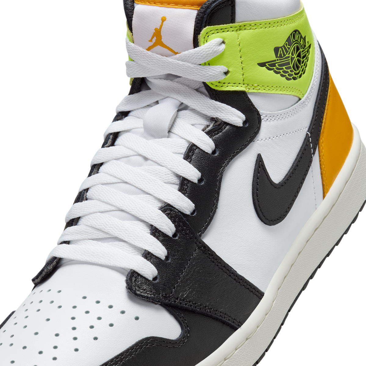 Jordan 1 Retro High Golf White University Gold Volt Black