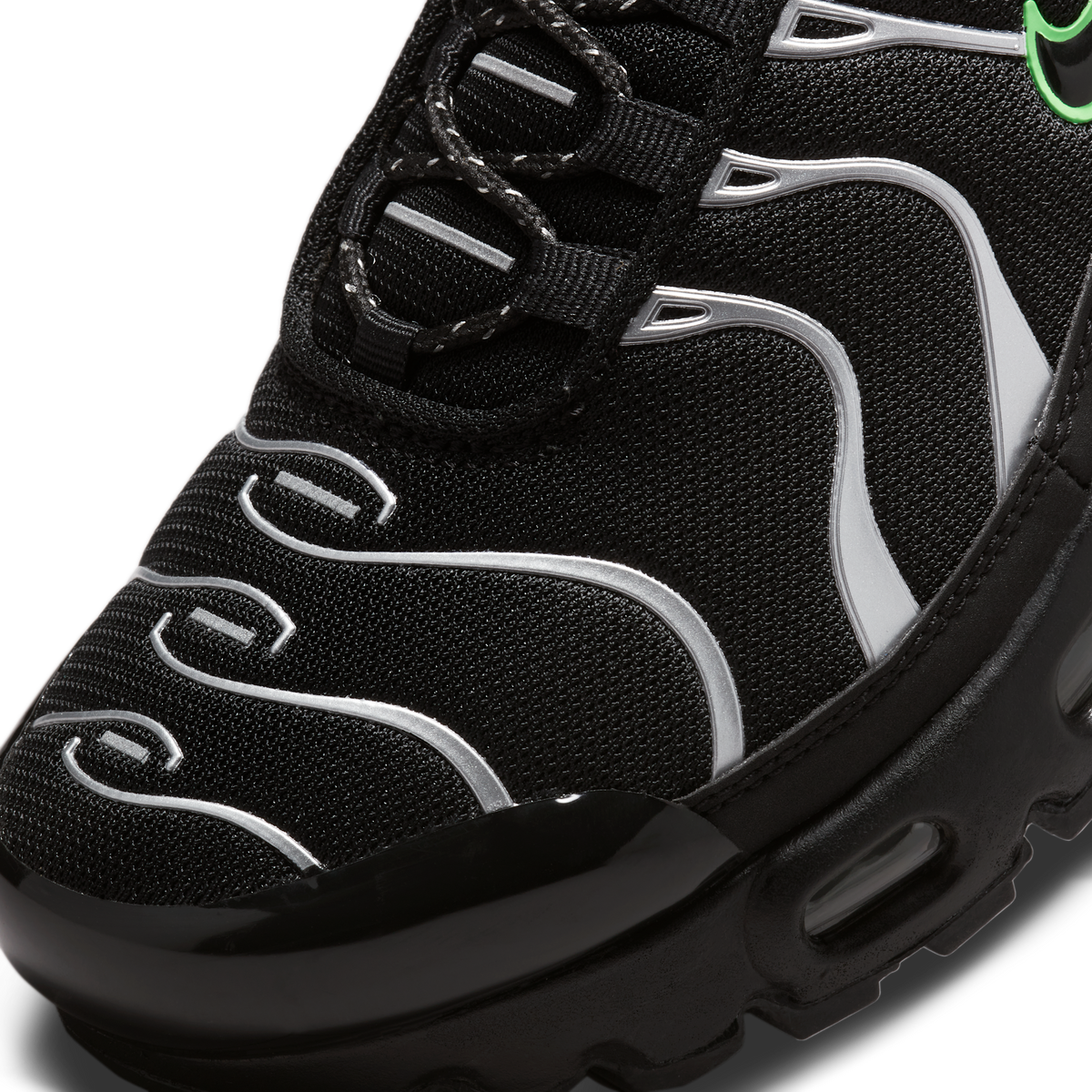 Nike Air Max Plus Black Green Strike Metallic Silver (GS)