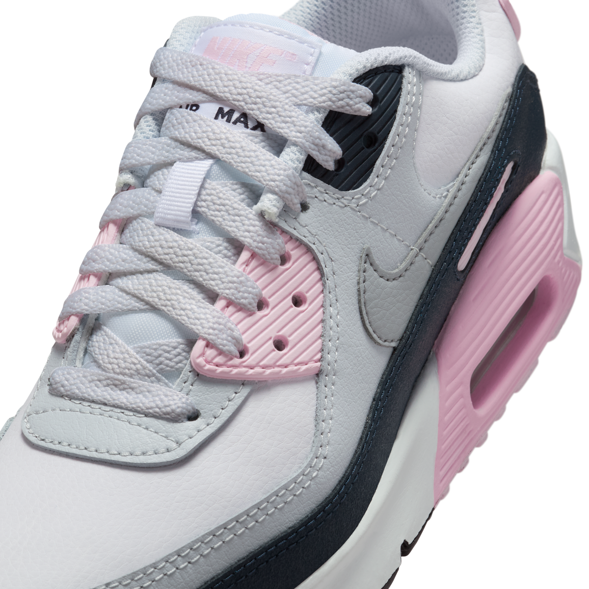 Nike Air Max 90 LTR White Pink Foam Armory Navy Wolf Grey (GS)
