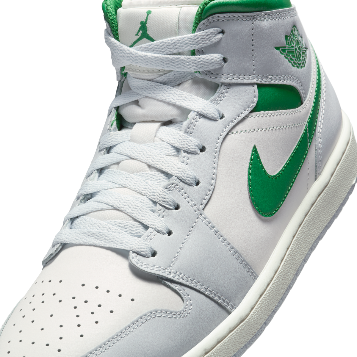 Jordan 1 Mid White Pure Platinum Pine Green