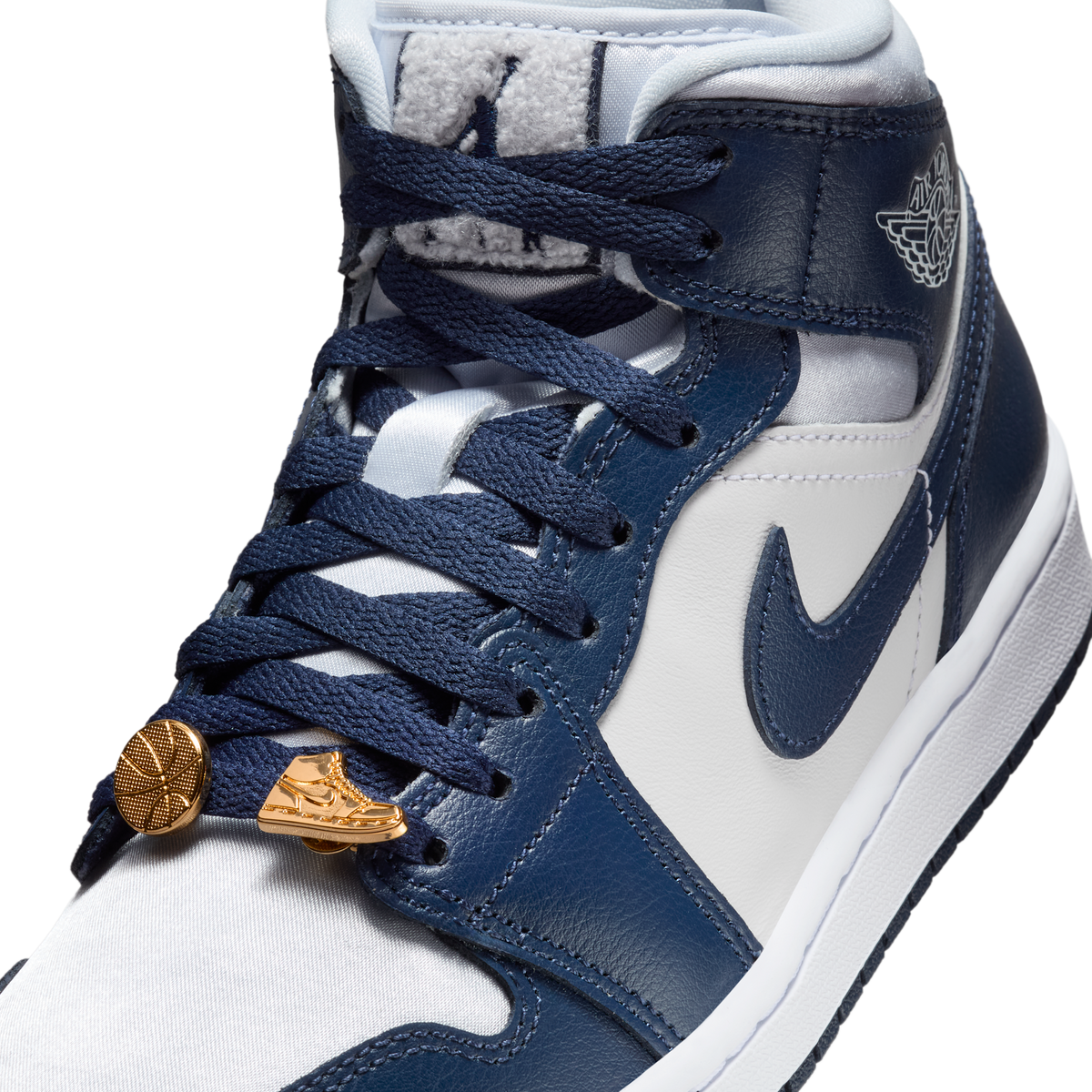 Jordan 1 Mid Football Grey White Midnight Navy (Women's)