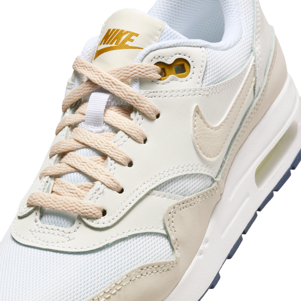 Nike Air Max 1 White Bronzine Barely Volt Light Orewood Brown (GS)