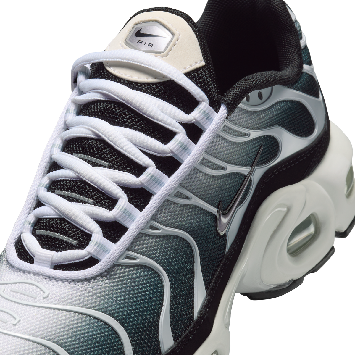Nike Air Max Plus Black White Sail Metallic Cool Grey (GS)