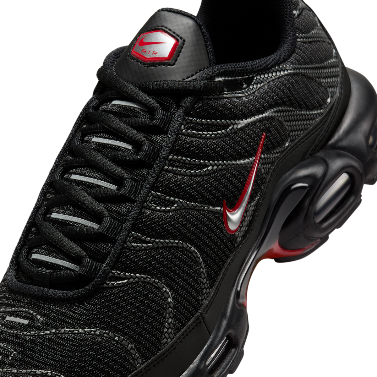 Nike Air Max Plus Black University Red Metallic Silver