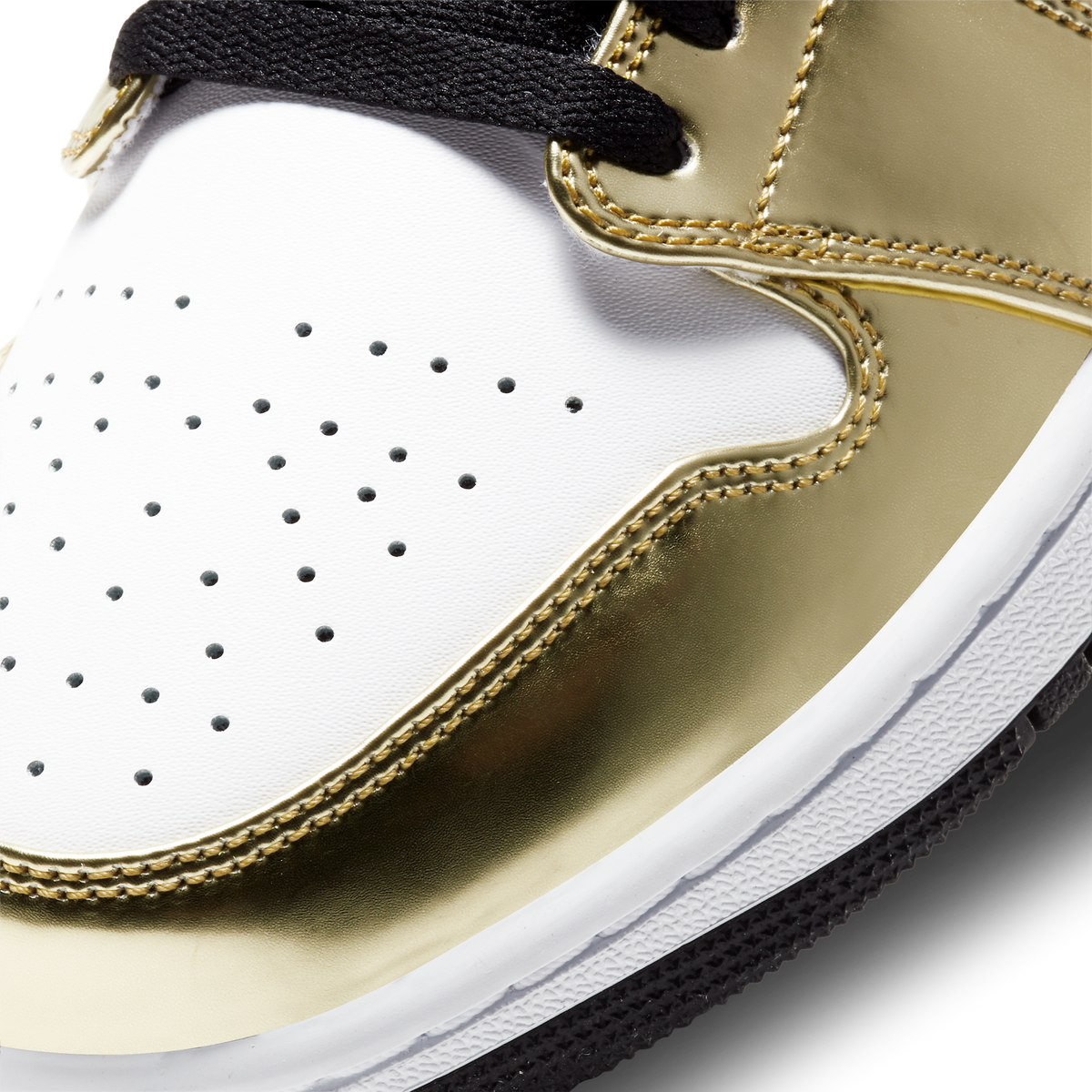 Jordan 1 Mid Metallic Gold Black White