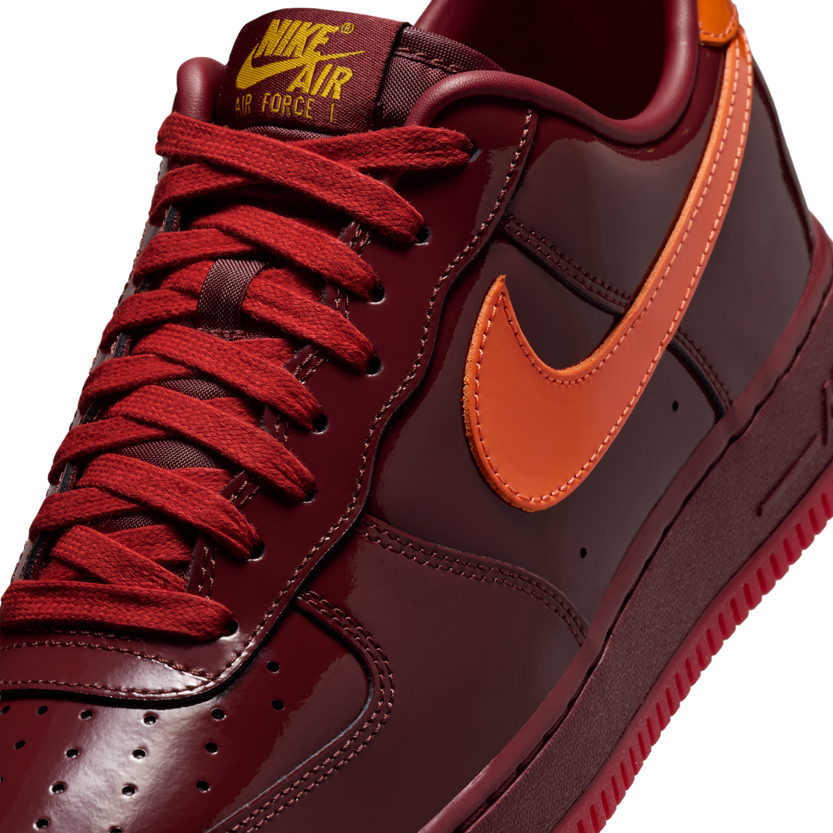 Nike Air Force 1 Low Patent Leather Dark Team Red Safety Orange