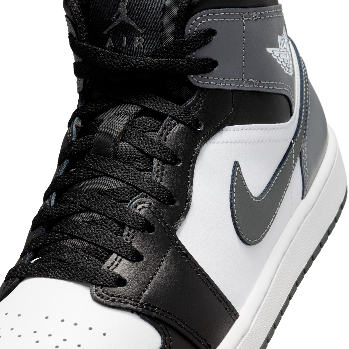 Jordan 1 Mid Black White Iron Grey