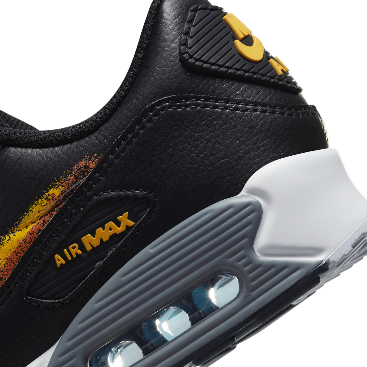 Nike Air Max 90 Spray Paint Swoosh Black University Gold