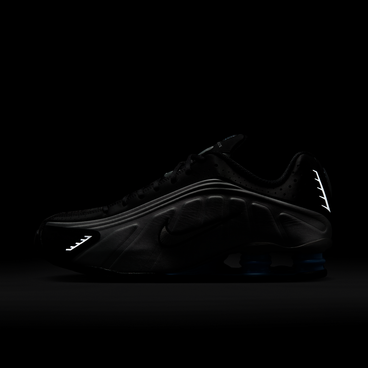 Nike Shox R4 Metallic Silver Black Psychic Blue