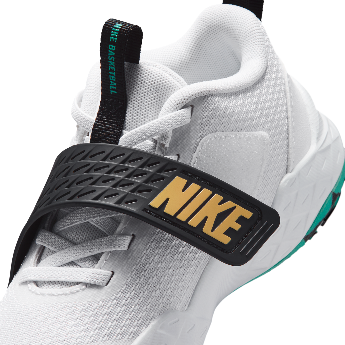 Nike Team Hustle D 12 White Black Emerald Topaz Gold (PS)