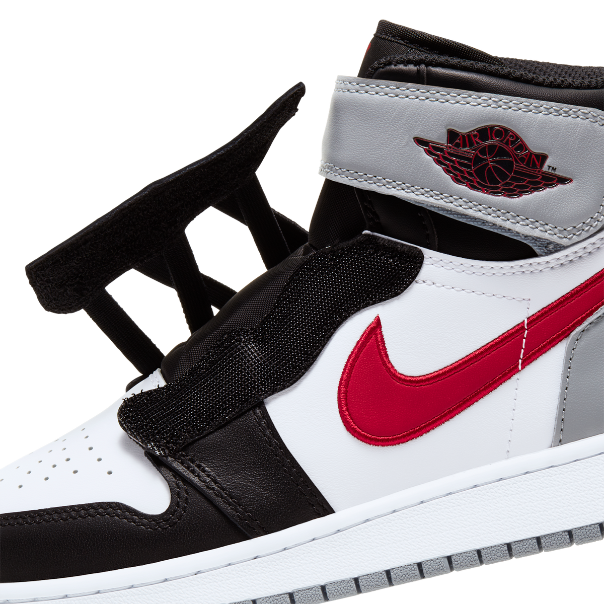 Jordan 1 High FlyEase Black Particle Grey Gym Red (GS)