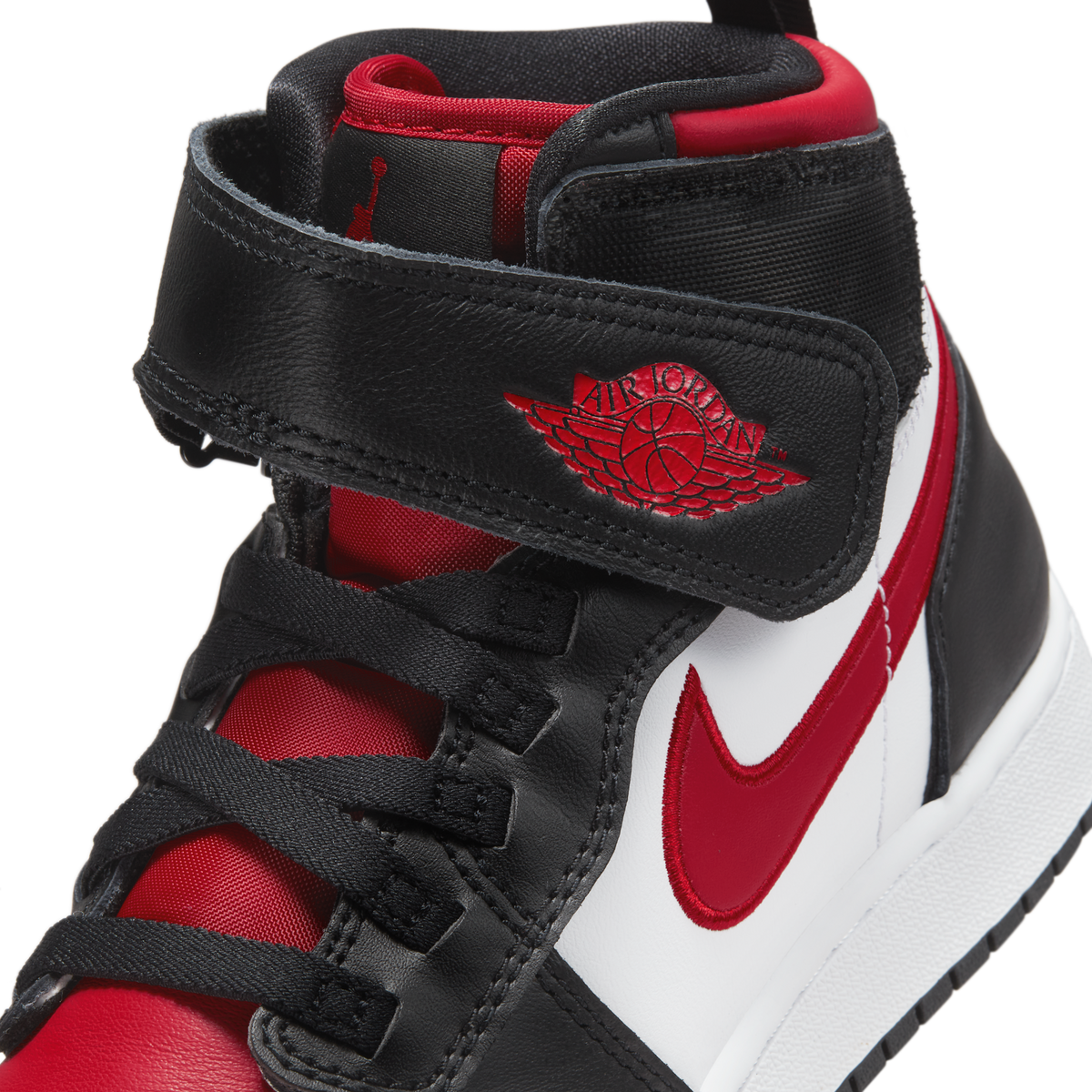 Jordan 1 High FlyEase Black White Fire Red (GS)