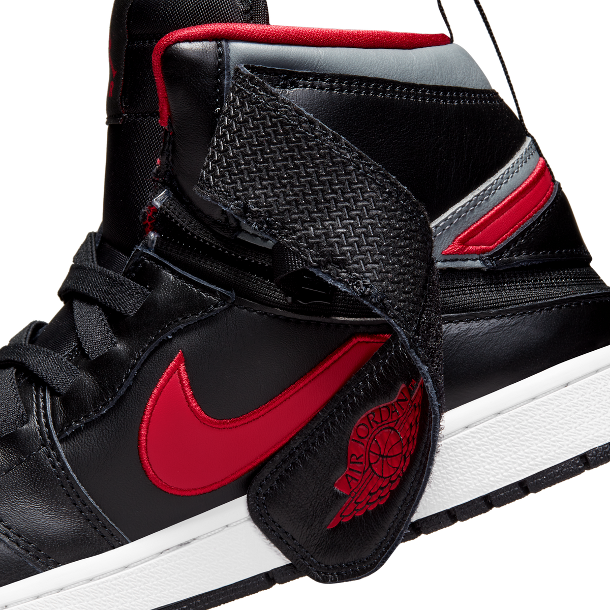 Jordan 1 High FlyEase Black Gym Red Smoke Grey