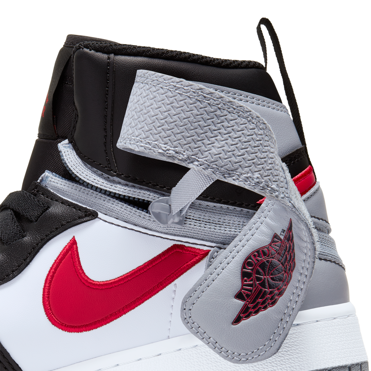 Jordan 1 High FlyEase Black Particle Grey Gym Red (GS)