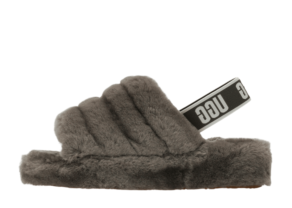 UGG Fluff Yeah Slide Charcoal (Women's) | 1095119-CHRC