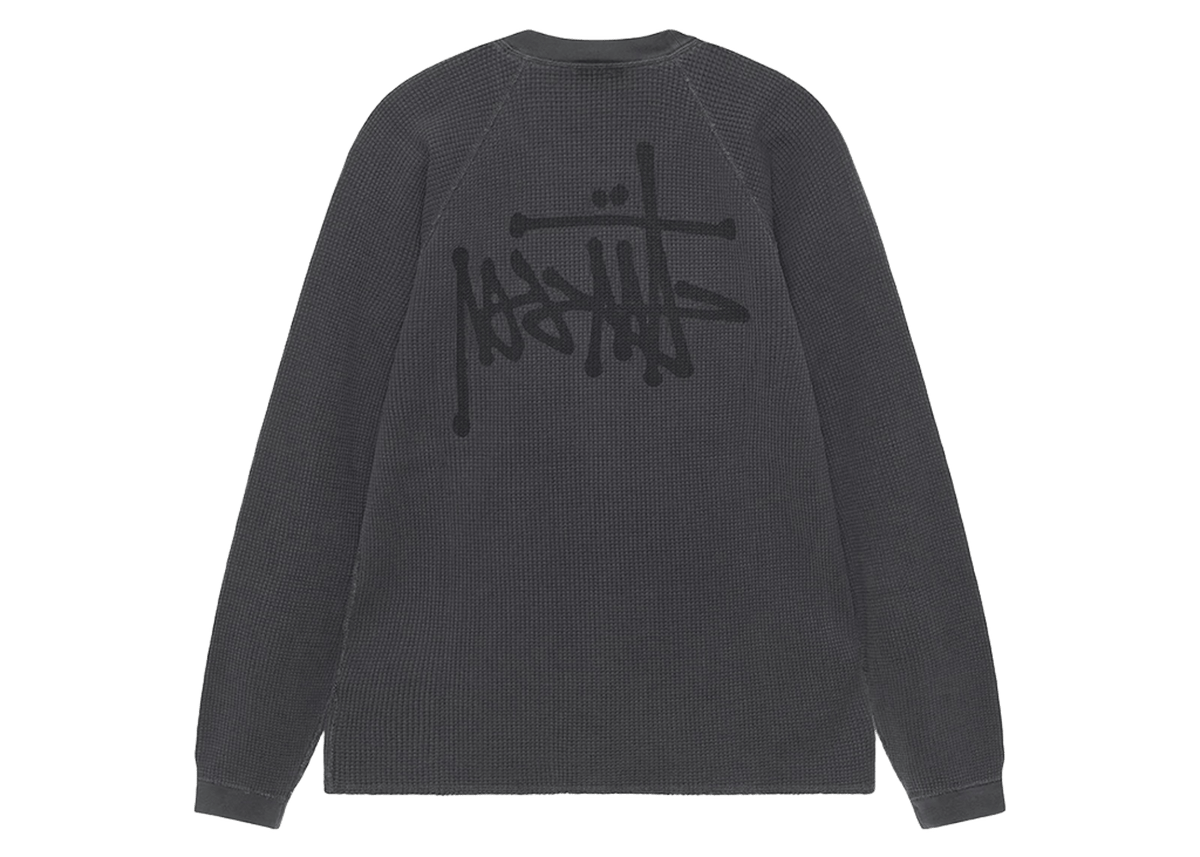 Stussy Raglan Thermal L/S Crew Washed Black