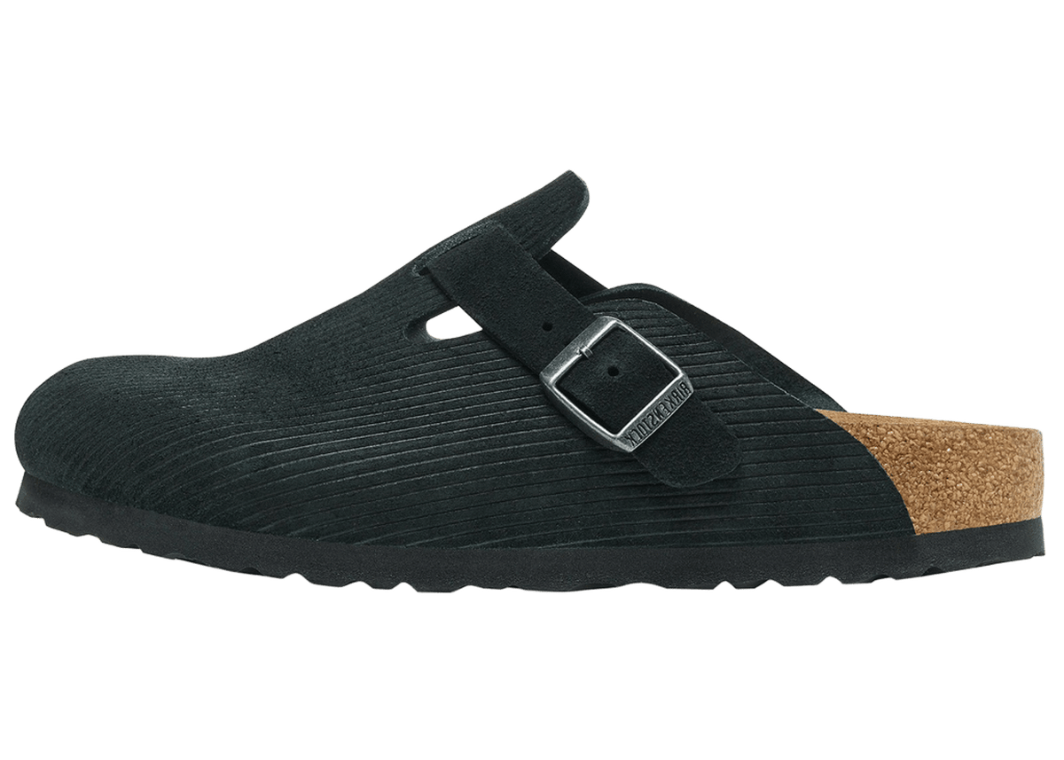 Birkenstock Boston Embossed Corduroy Suede Black