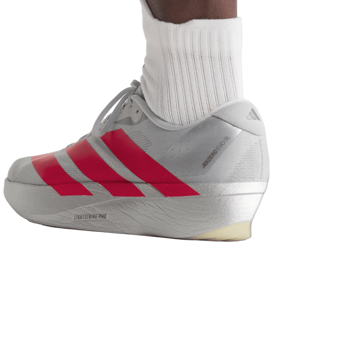 adidas Adizero Evo SL Silver Metallic Lucid Red