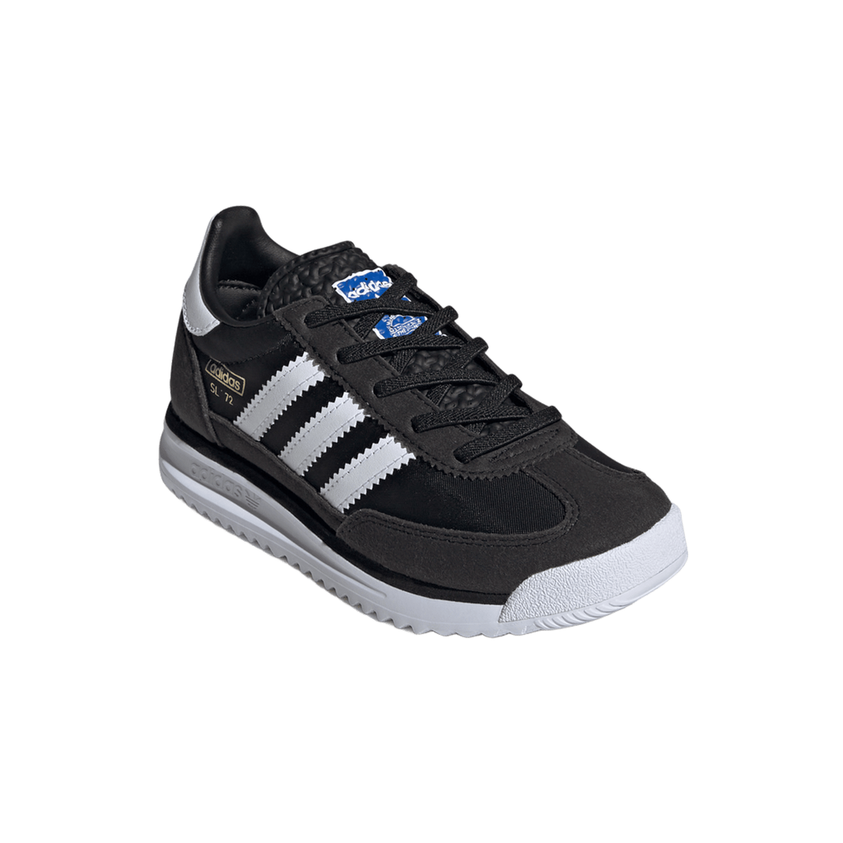 adidas SL 72 RS Elastic Laces Core Black Cloud White Blue (PS)