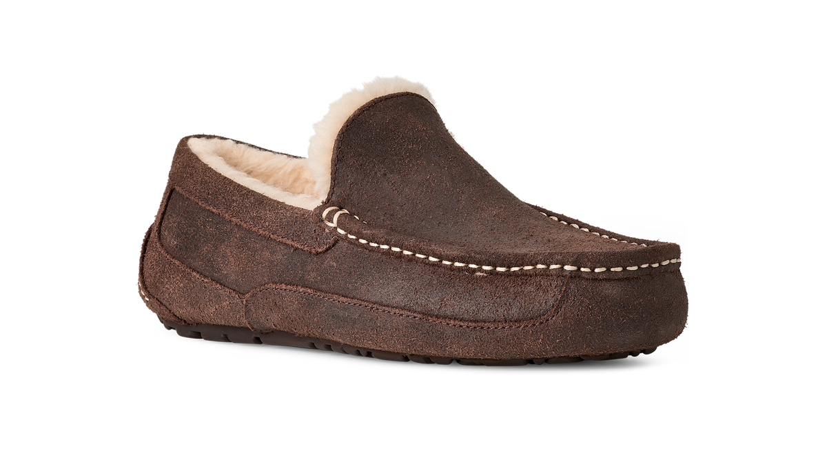 UGG Ascot Leather Distressed Slipper Dusted Cocoa